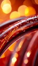 Abstract Red Cables with Water Droplets A Striking Macro Photograph of Technology and Innovation Royalty Free Stock Photo