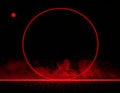 Abstract Red Circle Nebula With Glowing Particles And Smoke On Black Background Royalty Free Stock Photo