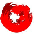 Abstract red circle with rough and dynamic brush or stroke texture Royalty Free Stock Photo