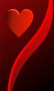 Curvy line over the black and red background with beautiful 3d heart in red color mobile wallpaper. Royalty Free Stock Photo