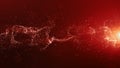 Abstract red color digital particles wave with bokeh and light background Royalty Free Stock Photo