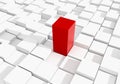 Abstract red cube on white cubic background 3D rendering Royalty Free Stock Photo