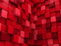 Abstract Red Cubes Wall Background Royalty Free Stock Photo