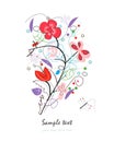 Abstract red floral doodle decorative greeting card vector Royalty Free Stock Photo