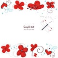 Abstract red floral doodle decorative greeting card vector Royalty Free Stock Photo