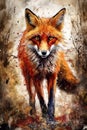 Abstract Red Fox Painting. AI generated Illustration Royalty Free Stock Photo