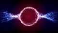 Abstract red futuristic sci-fi plasma circular form with energy light strokes Royalty Free Stock Photo