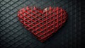 Abstract red geometric heart on dark triangular background a modern design. Generative AI Royalty Free Stock Photo