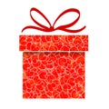 Abstract red gift box with heart pattern Royalty Free Stock Photo