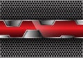 Abstract red glossy silver polygon overlap on gray circle mesh design modern futuristic vector background
