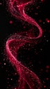 Abstract red glowing particles forming a swirling wave on a dark black background Royalty Free Stock Photo