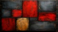 Abstract red, grey, gold painted wood panels background texture Royalty Free Stock Photo