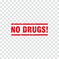 Red no drugs stamp illustration template vector Royalty Free Stock Photo