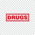 Abstract Red Grungy Drugs Stamp Template Vector