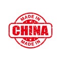 Abstract Red Grungy Made In China Rubber Stamps Sign with Circle Shape Illustration Vector