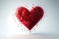 Abstract Red Heart Connected Network Plexus Valentines Day Love Symbol Illustration