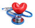 Abstract red heart and stethoscope Royalty Free Stock Photo
