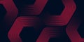 Abstract red hexagon lines on dark background. Geometric stripe line art design. Minimalist geometric pattern.