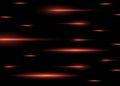 Abstract red horizontal bright high-speed rays on a dark isolated background. Vector light effect.