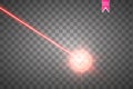 Abstract red laser beam. Laser security beam isolated on transparent background. Light ray with glow target flash Royalty Free Stock Photo