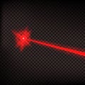 Abstract red laser beam. Laser security beam on transparent background. Light ray with glow target flash. Vector illustra Royalty Free Stock Photo