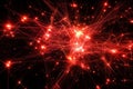 Abstract Red Light Particles on Black Background Creating Dynamic Patterns Royalty Free Stock Photo