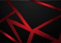 Abstract red line triangle on dark grey hexagon mesh pattern design modern futuristic background vector