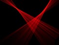 Abstract red lines drawn by light on a black background