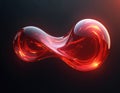 Abstract red liquid shape flows like a wave with internal light. Smooth glass form curves in motion against a dark gradient Royalty Free Stock Photo