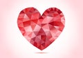 Abstract red low poly heart, vector