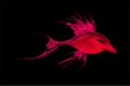 Abstract red and magenta shaded fish with black Background. Vector Illustration Royalty Free Stock Photo