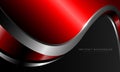 Abstract red metallic curve with silver line on dark grey design modern luxury futuristic background vector Royalty Free Stock Photo