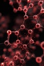 Abstract red molecular structure with glowing bonds Royalty Free Stock Photo