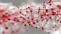 Abstract Red Molecular Structure: Network Connection, Technology, Science, and Innovation Concept.  High-resolution 3D rendering Royalty Free Stock Photo
