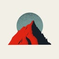 Abstract red mountain vector concept. Symbol of top, success, growth, ambition. Minimal illustration. Royalty Free Stock Photo