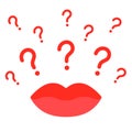 Abstract red mouth with question mark. Vector illustration Royalty Free Stock Photo