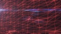 Abstract red neon mesh grid with luminous wireframe triangles and reflections on dark background Royalty Free Stock Photo