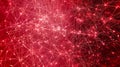 Abstract red network connection dots and lines background. Big data visualization, artificial intelligence, technology concept