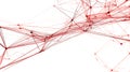 Abstract Red Network Connection:  Intricate web of interconnected nodes, digital data streams, and complex system visualization. Royalty Free Stock Photo