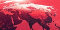 Abstract red network map of Asia global data transfer concept digital illustration Royalty Free Stock Photo