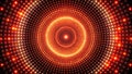 Abstract red and orange circular light display featuring a concentric pattern of illuminated dots. Generative AI Royalty Free Stock Photo