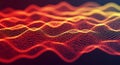 Abstract red and orange dot wave pattern on dark background with futuristic dynamic movement Royalty Free Stock Photo