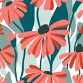 Abstract red and pink flower seamless pattern Royalty Free Stock Photo