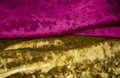 Abstract red pink and golden velvet fabric background texture Royalty Free Stock Photo