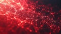 An abstract red polygon tech network with lines and dots texture.