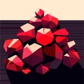 Abstract red polygonal object on a wooden background. Vector illustration AI generated