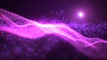 Abstract Red Purple Sparkling Geometrical Particles Wave Form Cyber Technology With Dots Lines And Optical Flare 3D