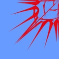 Abstract red radial lines. Dynamic speed Vector. Exploding pointed rays. Blue background element. Royalty Free Stock Photo