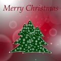 Abstract red round bokeh background with christmas tree