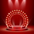 Abstract red round podium with backlight